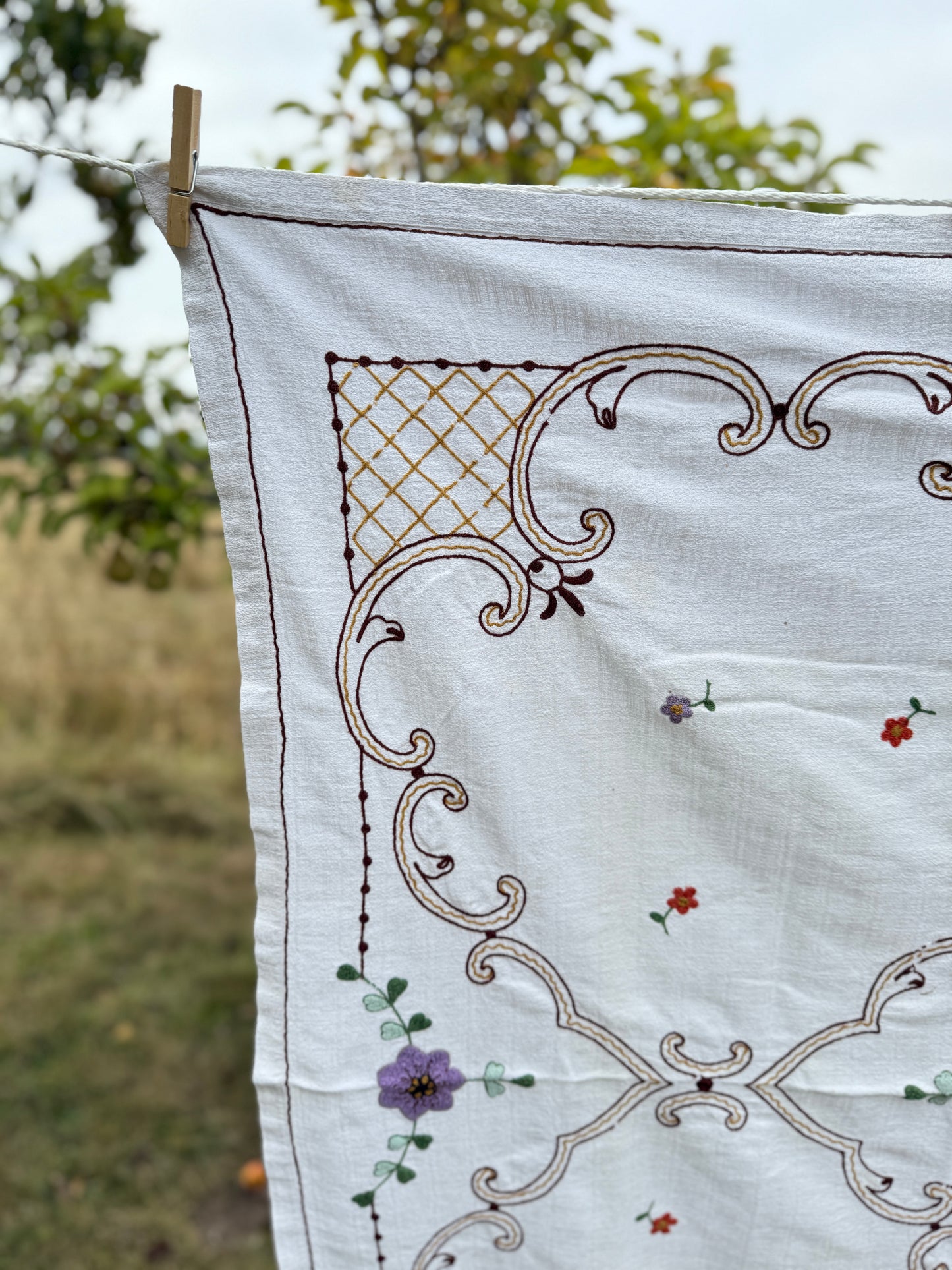 AA.purple and red floral heavy embroidered 44" x 55"