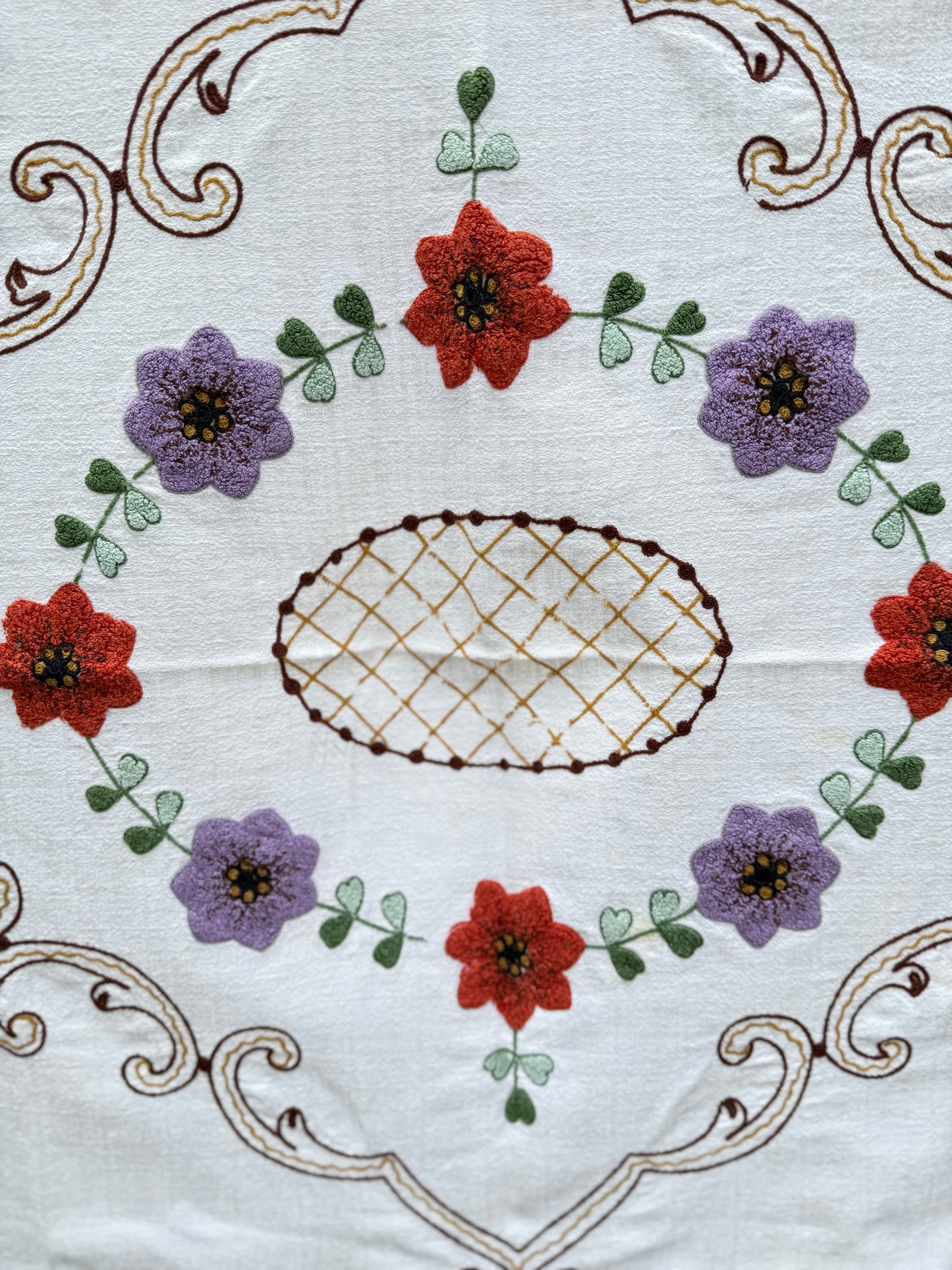 AA.purple and red floral heavy embroidered 44" x 55"