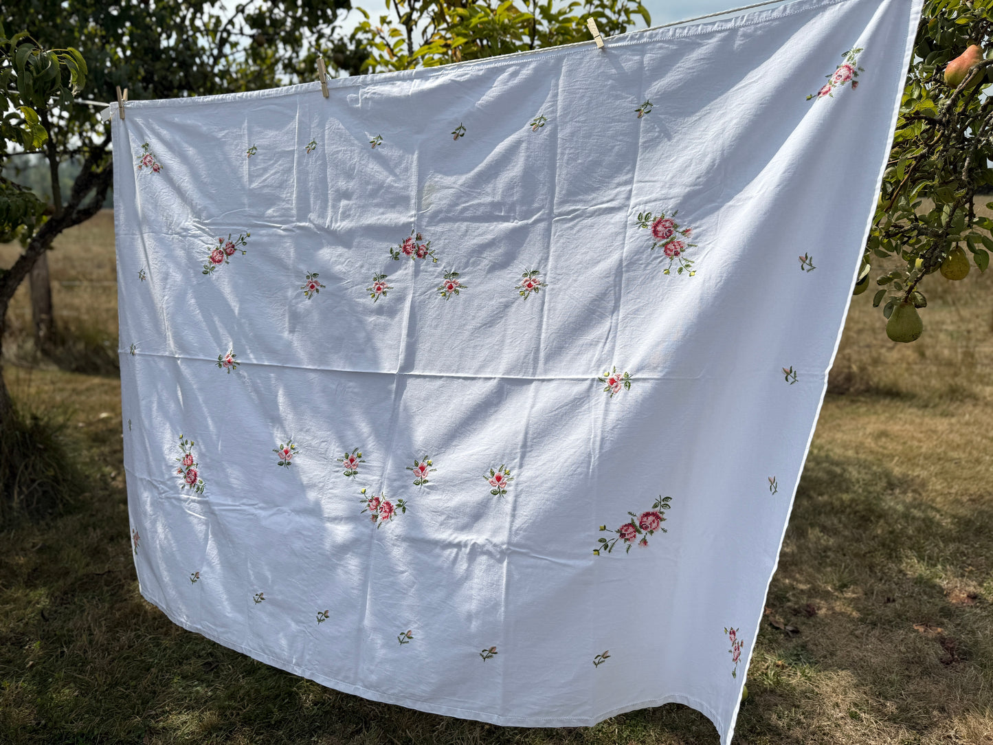 AA.pink cross stitch roses and rose buds 46" x 66"