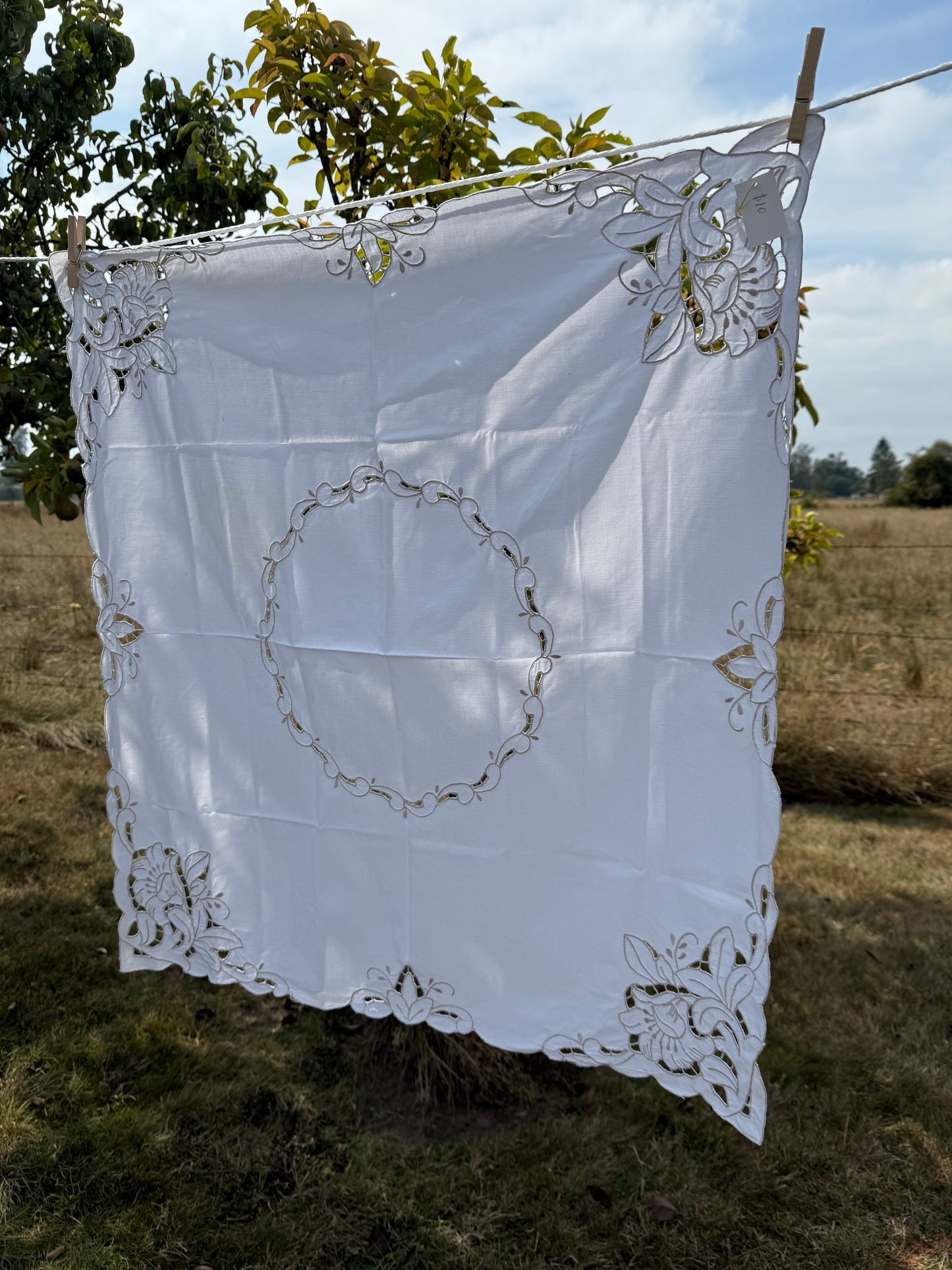 AA.white with grey embroidery 31" x 33"