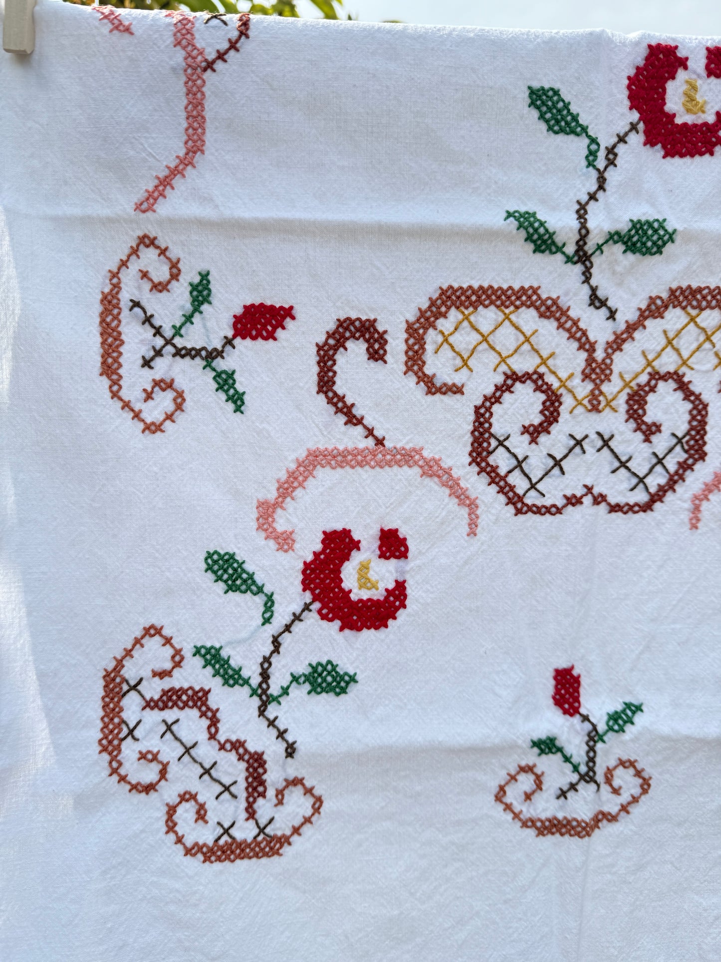 AA. red cross stitched tulips 21" x 52"