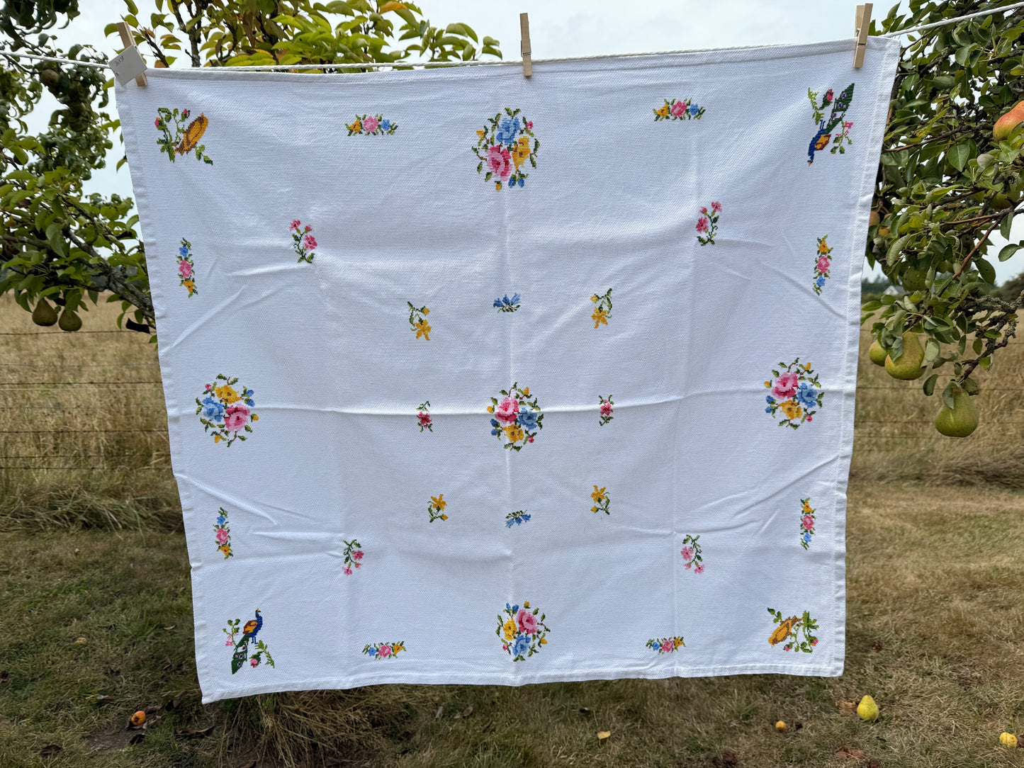 AA. colorful cross stitch with birds 36" x 38"