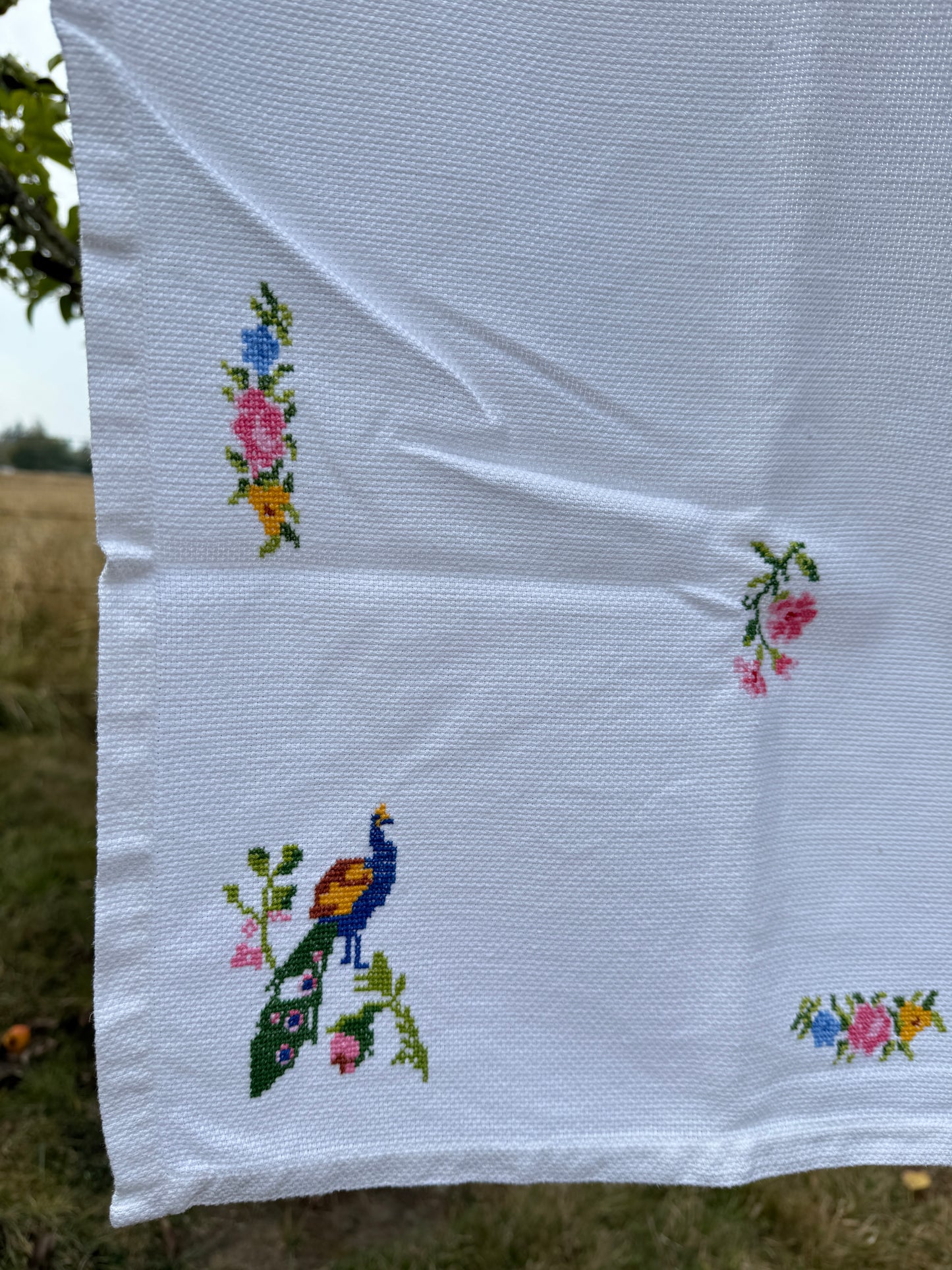 AA. colorful cross stitch with birds 36" x 38"