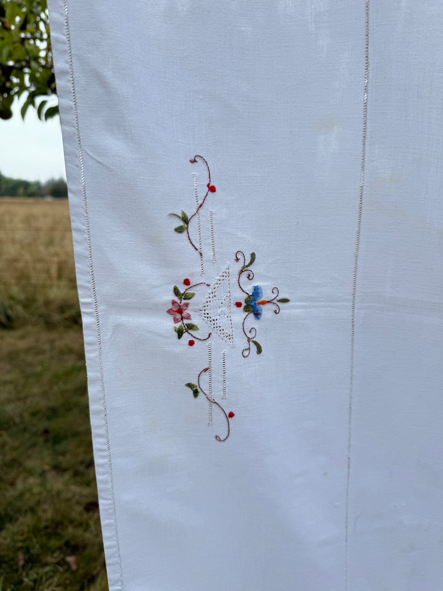 AA. colorful flowers with crochet insets 50" x 66"