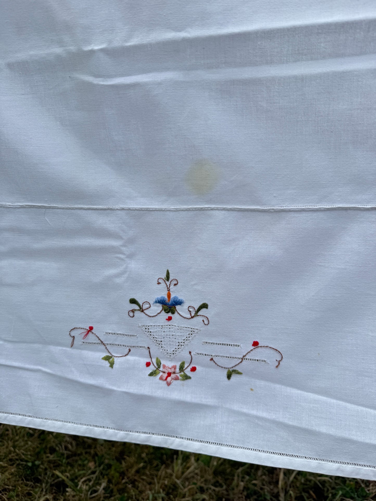 AA. colorful flowers with crochet insets 50" x 66"