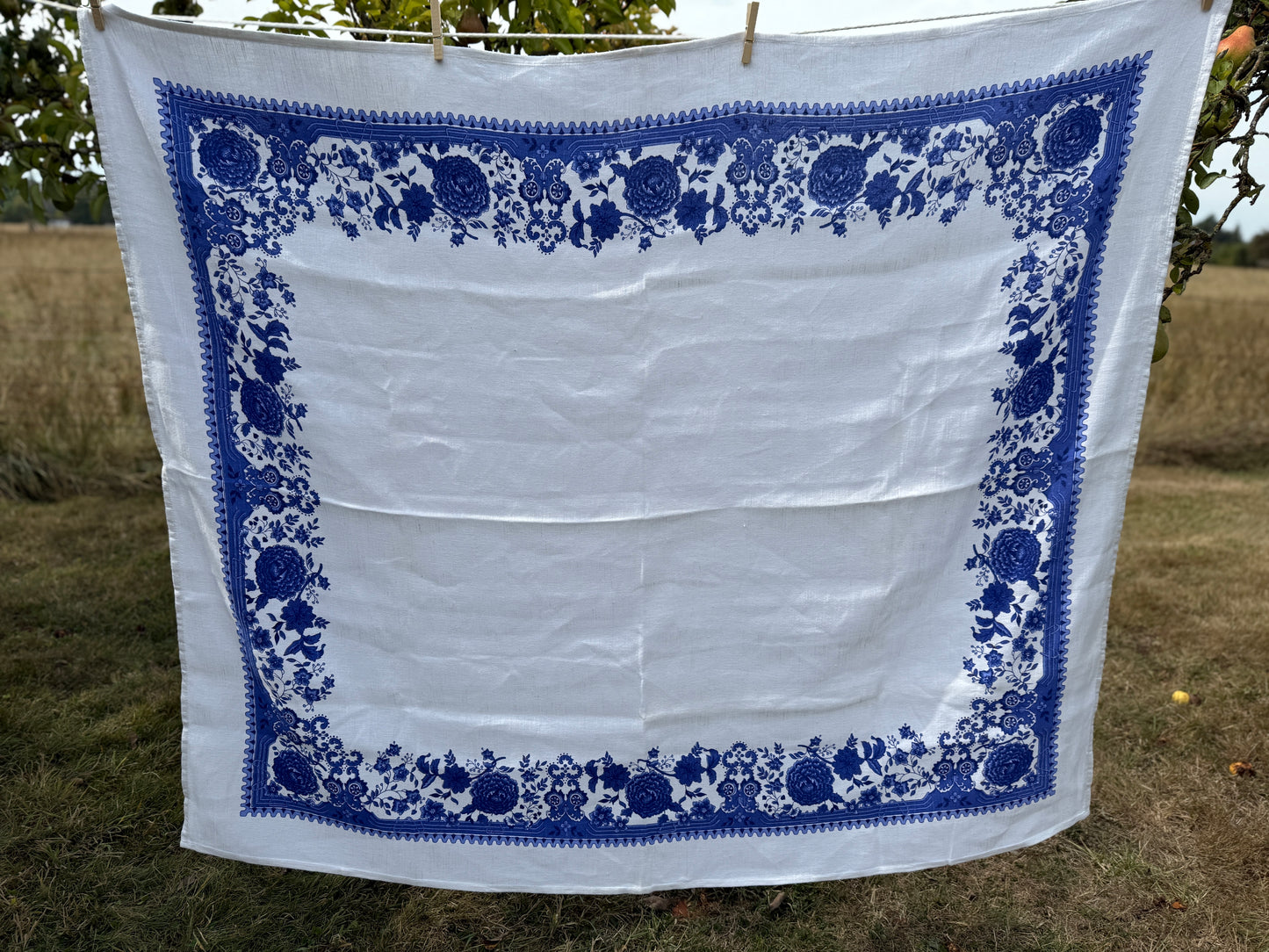 AA. Blue and white printed 51" x 62"