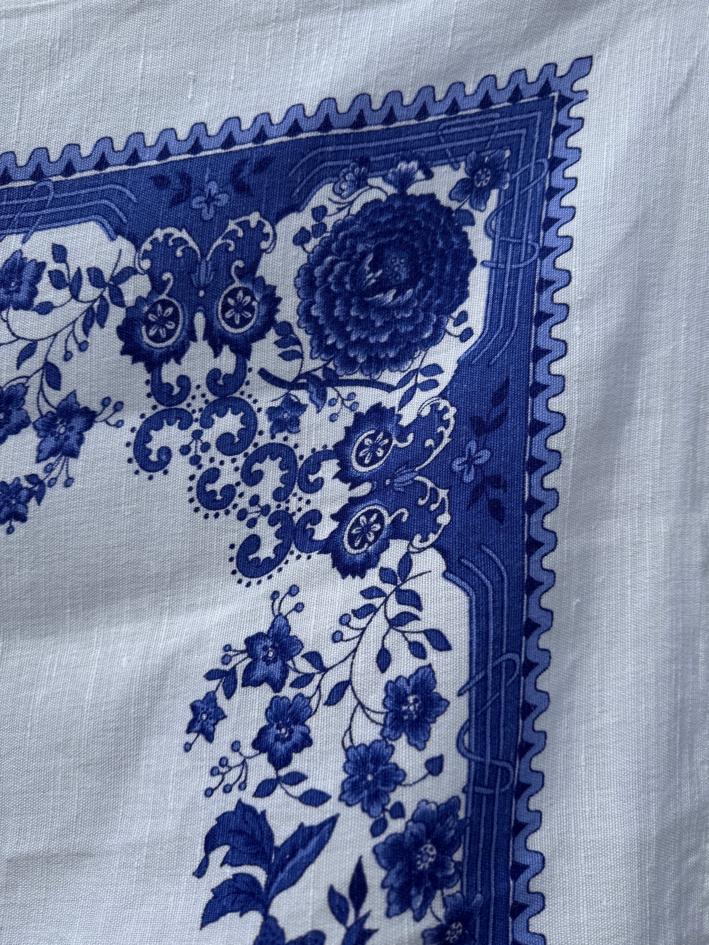 AA. Blue and white printed 51" x 62"