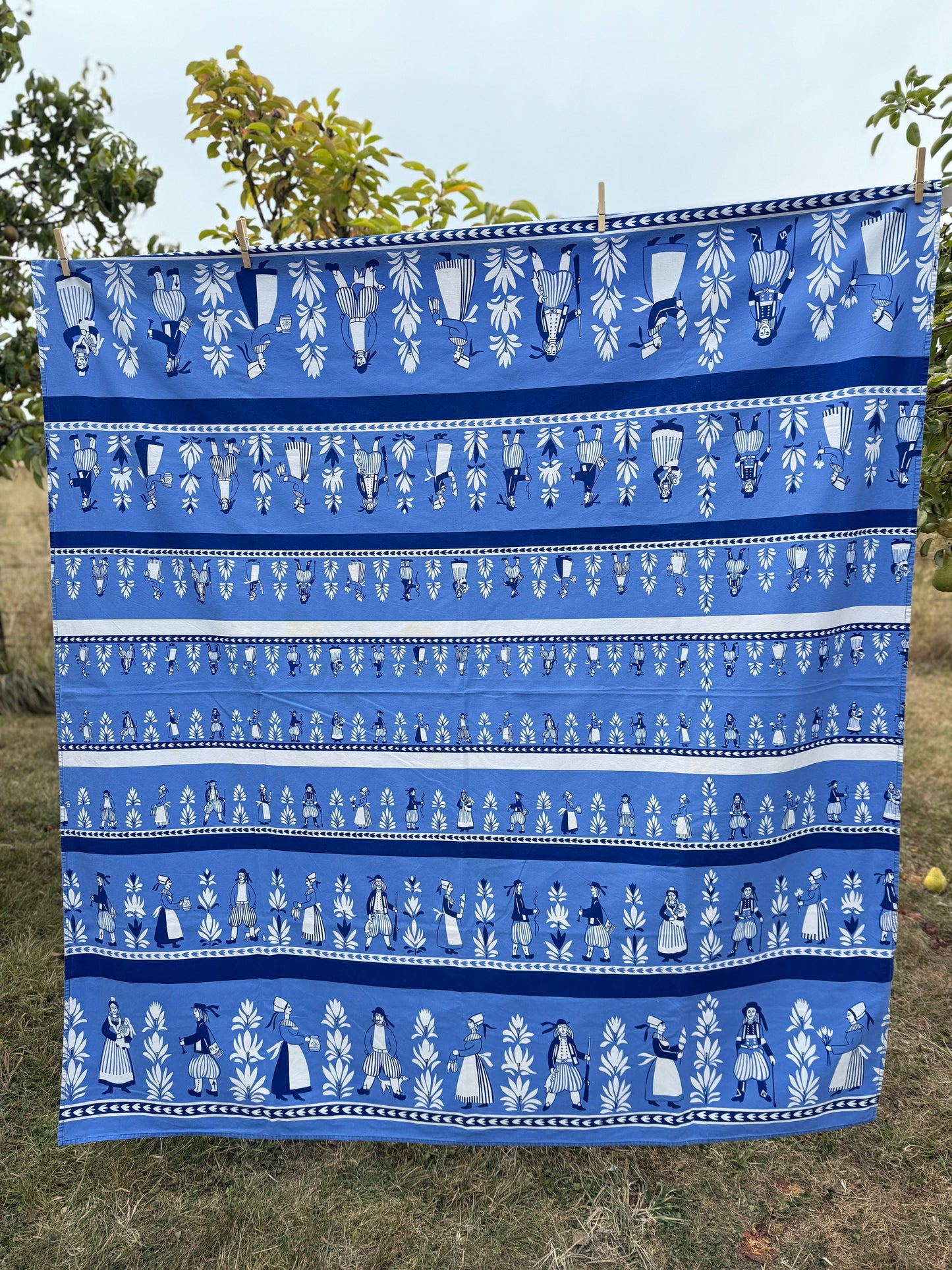 AA. Francois Le Villec French blue people textile 58" x 64"