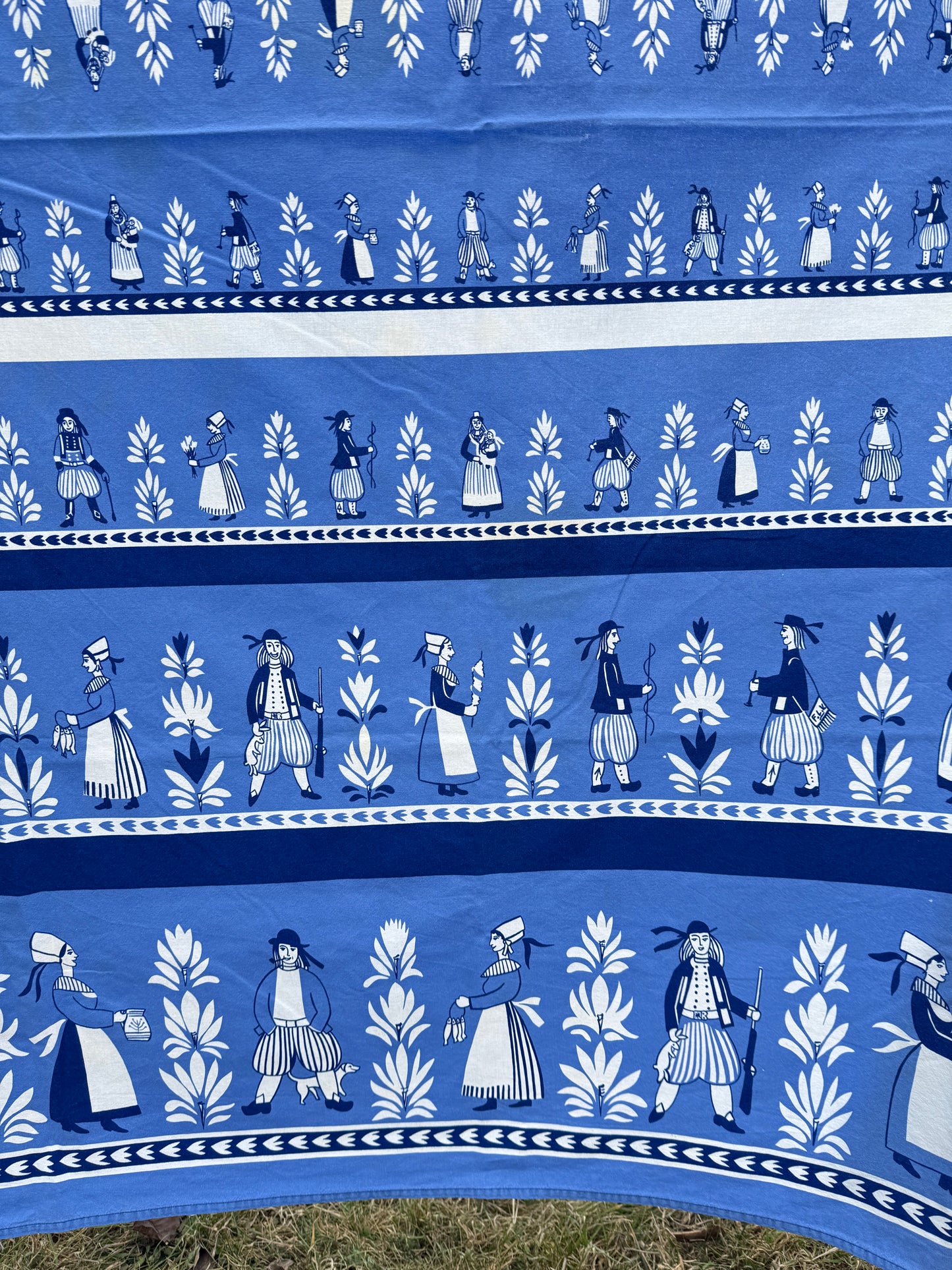 AA. Francois Le Villec French blue people textile 58" x 64"