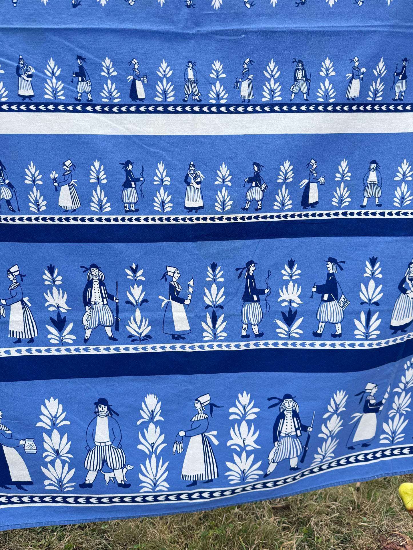 AA. Francois Le Villec French blue people textile 58" x 64"