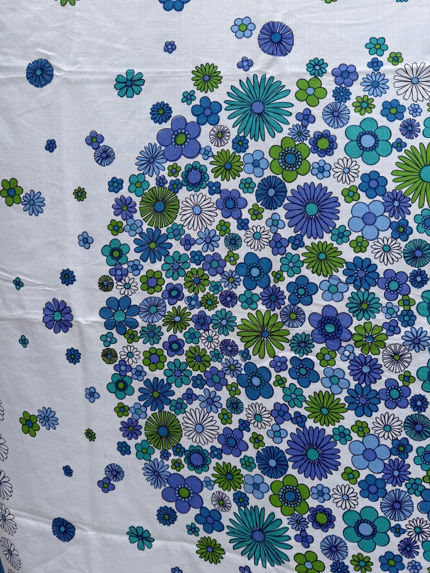 AA. Blues and greens daisy printed 50" x 60"