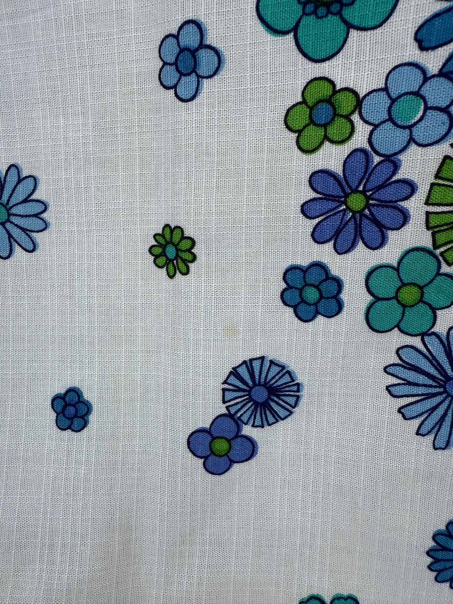 AA. Blues and greens daisy printed 50" x 60"