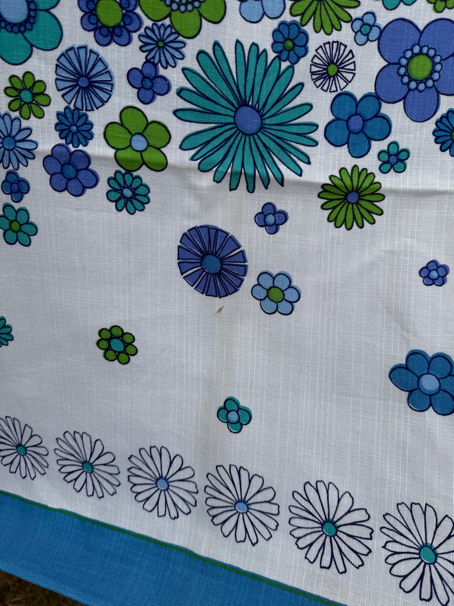 AA. Blues and greens daisy printed 50" x 60"