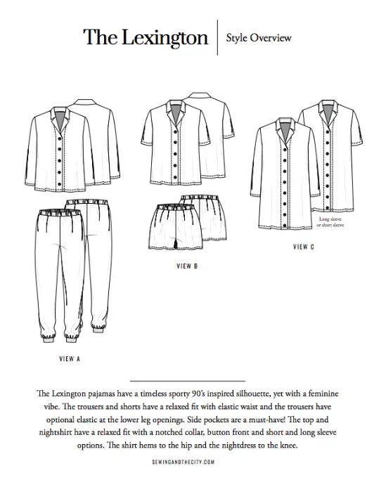 The Lexington Pajamas PDF Pattern Set