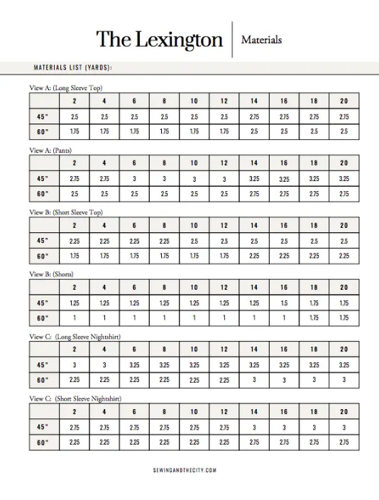 The Lexington Pajamas PDF Pattern Set