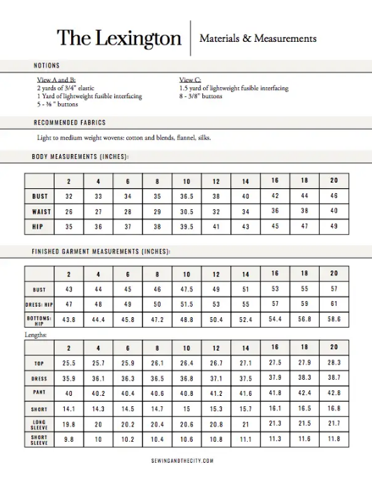 The Lexington Pajamas PDF Pattern Set
