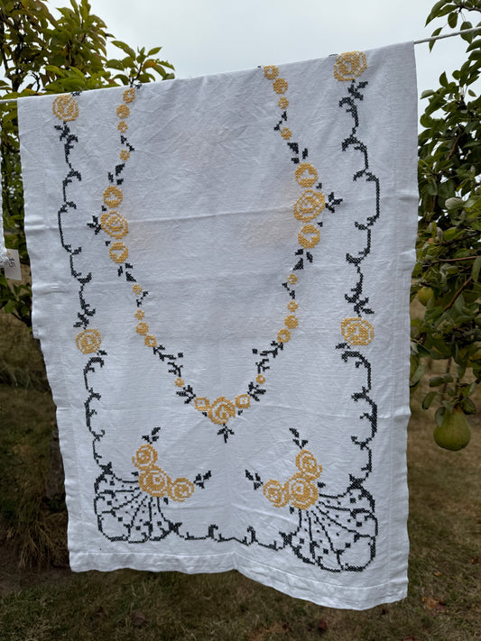 AA.Goldenrod and black crossstitch 44"x22"