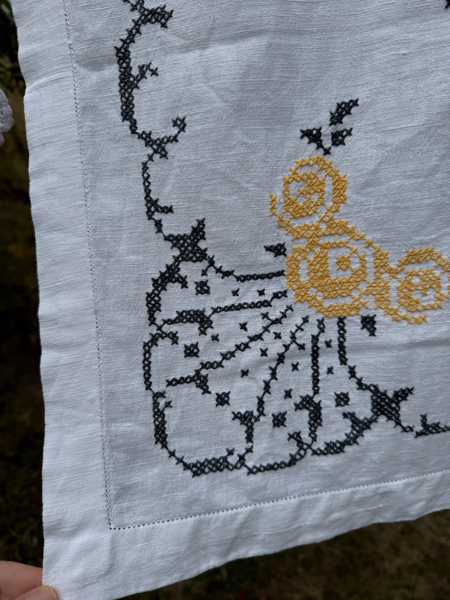 AA.Goldenrod and black crossstitch 44"x22"