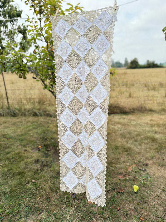 AA.white and tan lace 16" x 45"