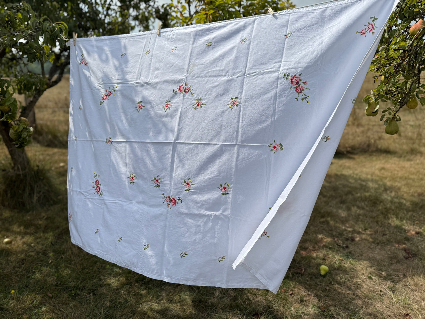 AA.pink cross stitch roses and rose buds 46" x 66"