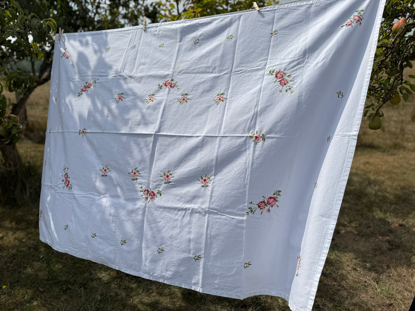 AA.pink cross stitch roses and rose buds 46" x 66"