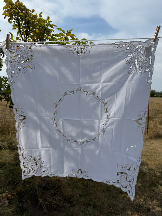 AA.white with grey embroidery 31" x 33"