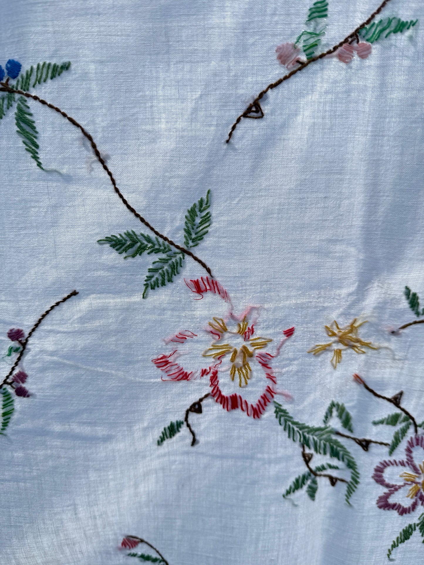 AA. multi colored flowers with yellow blanket stitch 58" x 44"