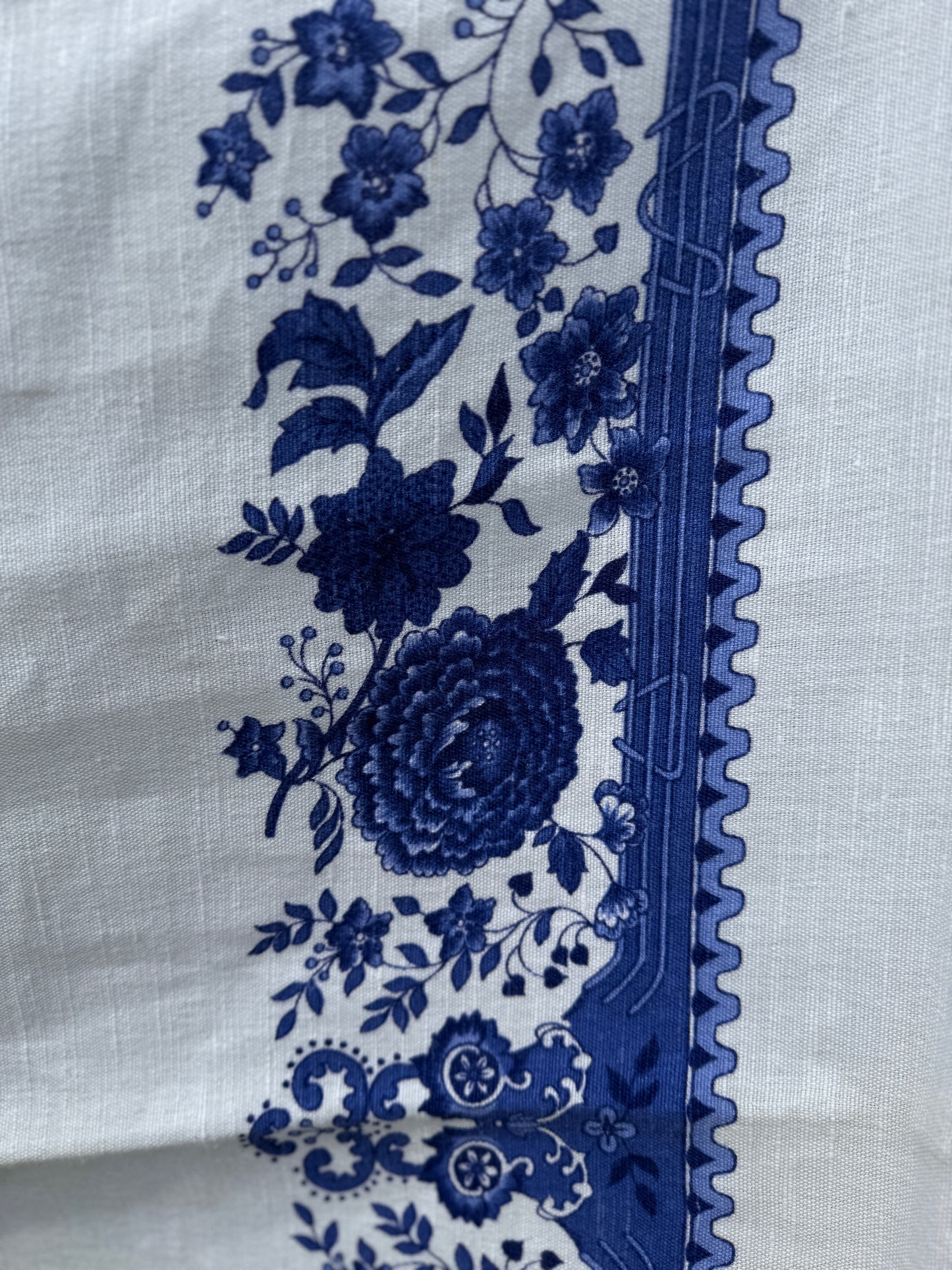 AA. Blue and white printed 51" x 62"