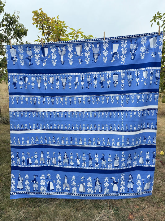 AA. Francois Le Villec French blue people textile 58" x 64"
