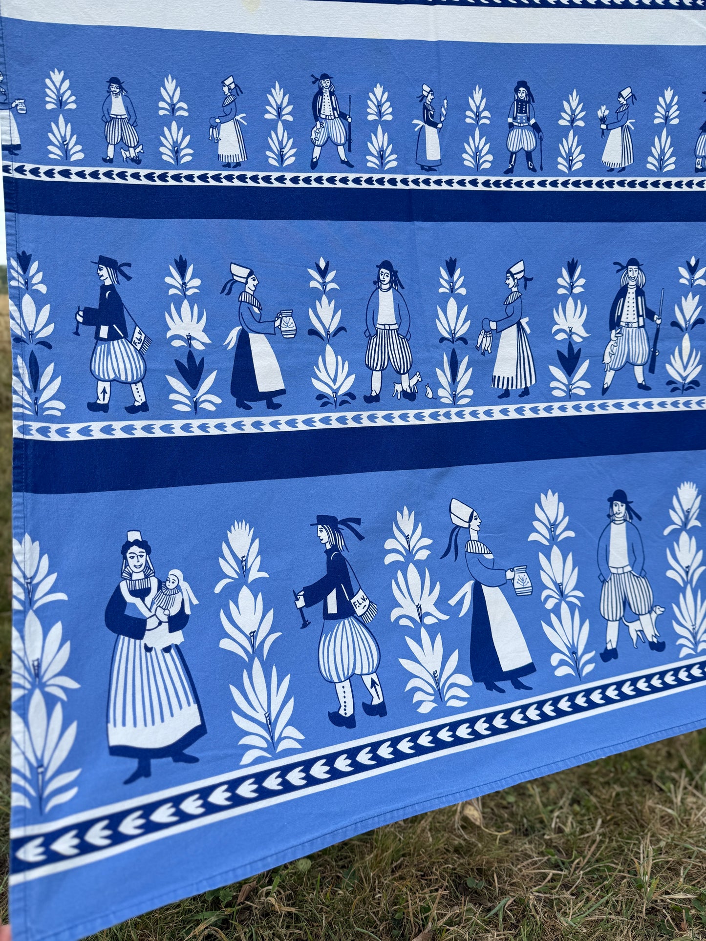 AA. Francois Le Villec French blue people textile 58" x 64"