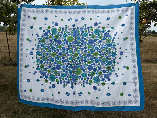 AA. Blues and greens daisy printed 50" x 60"