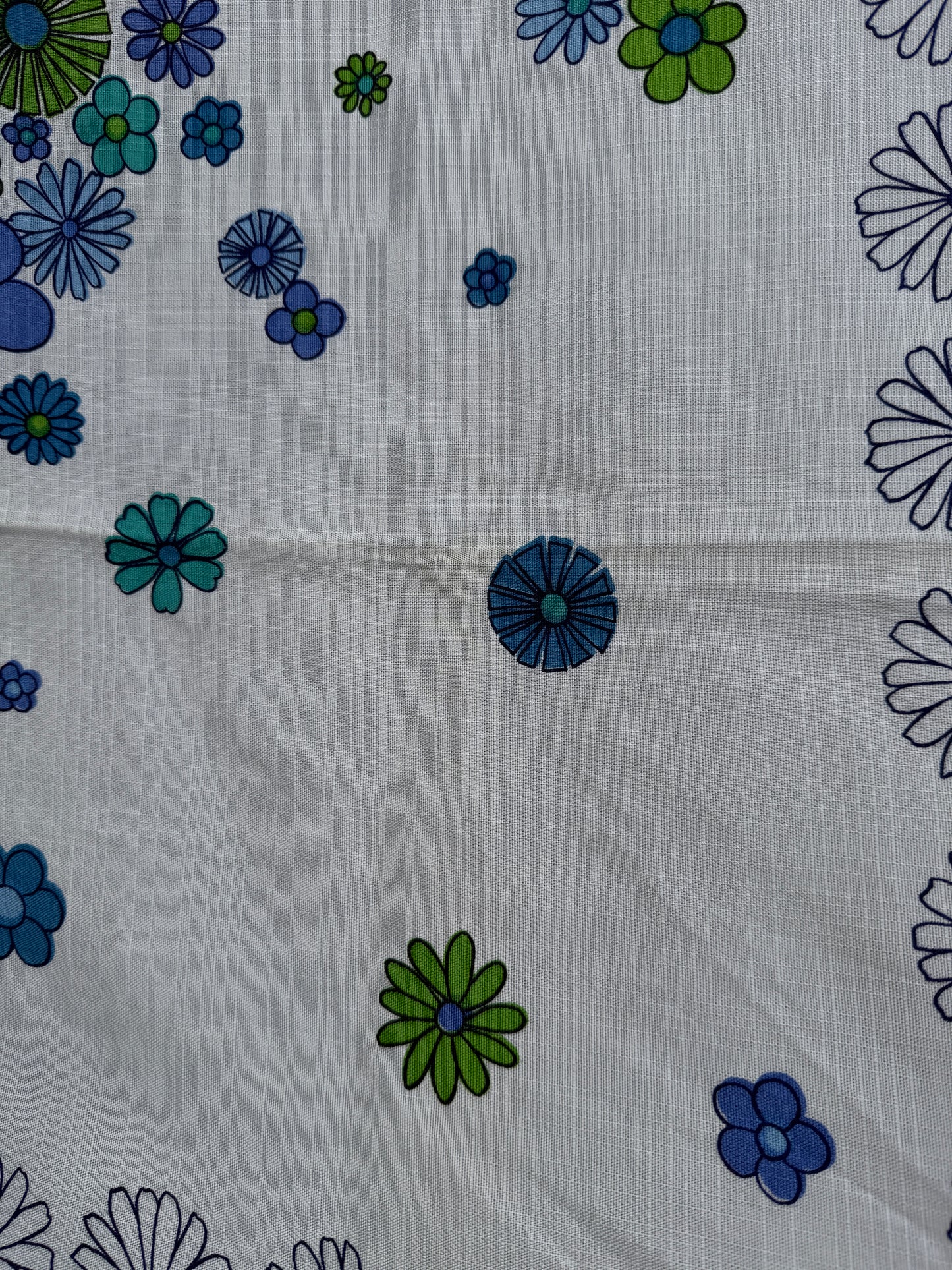 AA. Blues and greens daisy printed 50" x 60"