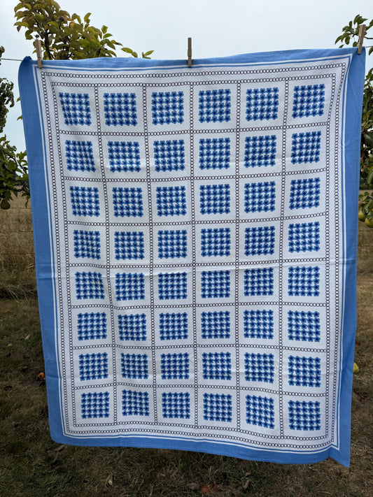 AA. Blues and greens daisy printed 50" x 40"