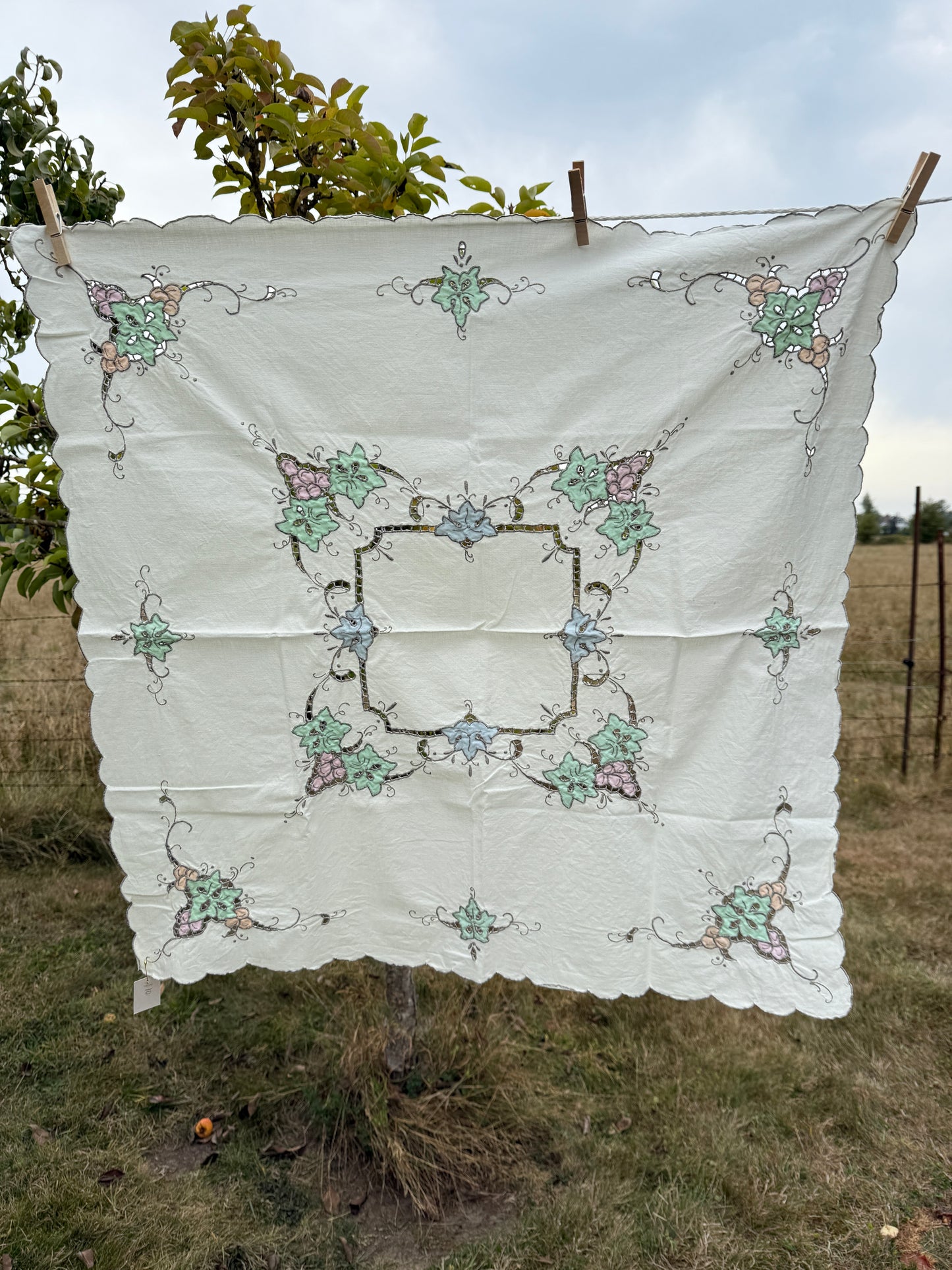 AA. off white with pastel applique 31" x 31"