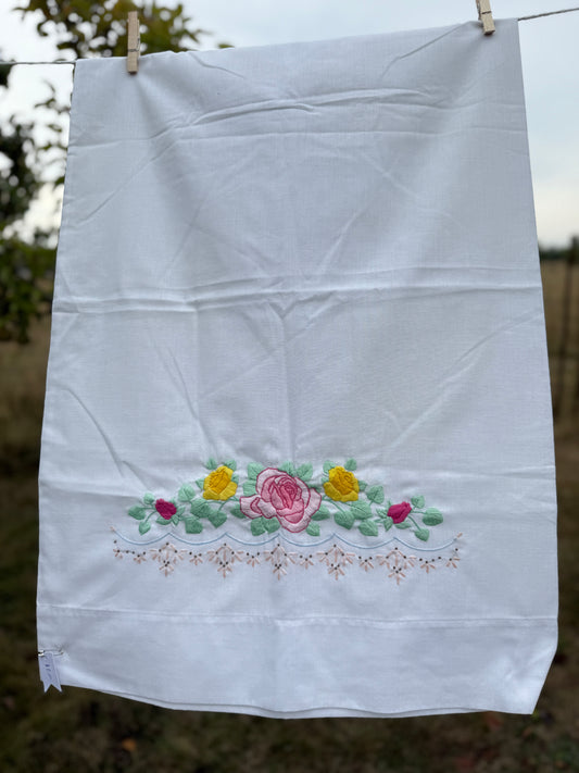 AA. single pillowcase with colorful embroidery